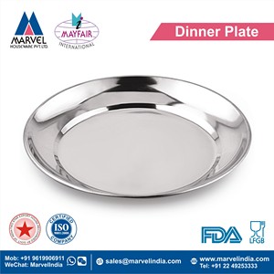 Assiette Ronde en Acier Inoxydable Finition Miroir Base Plate Compatible Lave-Vaisselle Design Minimaliste Couleur Unie - Product Image 2