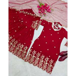Top pour femme de créateur-Ensemble Sarara et Dupatta avec broderie élégante - Product Image 5