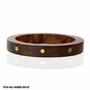 Brazalete Artesanal de Madera Oscura con Incrustaciones de Estrella de Latón, Accesorio de Moda Ecológico Hecho a Mano - Product Image 2