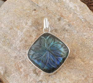 Pendentif en argent sterling 925 avec fleur de labradorite naturelle vintage, bijou en vrac pour anniversaire - Product Image 5