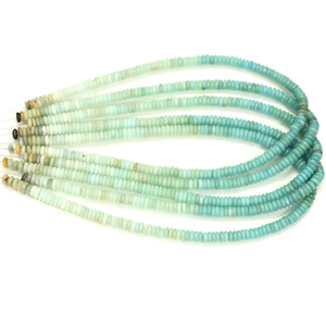 Perles plates rondes en amazonite bio AAA 5-6mm |   Chaîne de perles de pierres précieuses bleu-vert ombré de 15 pouces |   Fournitures pour la fabrication de bijoux - Product Image 2