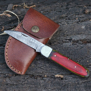 มีดพับ JOIA KNIVES เหล็กดามัสกัสเกรดอุตสาหกรรม ด้ามไม้ปักก้า ใบมีดพับแบบขาแกะ สำหรับเอาตัวรอด ล่าสัตว์ และใช้ในชีวิตประจำวัน - Product Image 1