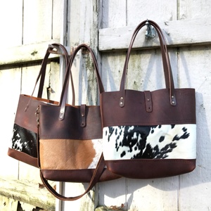 Vente en gros de fourre-tout en cuir véritable fourrure de vachette vintage sac à main dame sac fourre-tout pour femmes sacs à main et sacs à main de créateur célèbres ensembles de sacs fourre-tout - Product Image 3