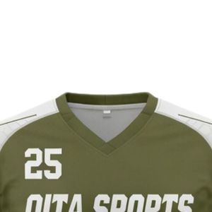 Maillot de lacrosse unisexe vert olive et blanc en polyester, coupe athlétique, léger, uniforme sportif, vêtements d'entraînement - Product Image 3