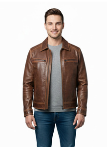 Veste en cuir de vachette véritable, fabrication artisanale, qualité classique, coupe moderne, qualité supérieure, veste en cuir de motard, design personnalisé, nouveau modèle. - Product Image 1