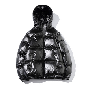 Hooded <b>Puffer</b> <b>Jacket</b> <b>Men</b> Black Gold Navy <b>White</b> Polyester Wadding Zipper Closure Windproof Casual Winter Outerwear Regular Fit - Product Image 4