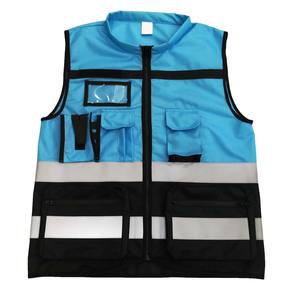 Vêtements de travail pour électriciens robustes, gilet de sécurité réfléchissant toutes saisons, multi-poches, fermeture éclair, gilet porte-outils en nylon, logo OEM personnalisable - Product Image 2