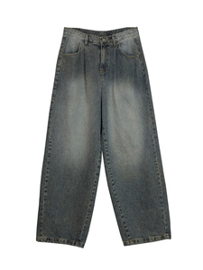 2026 New Stock Men's Stonewashed Denim Wide Leg Jeans High Waist Loose Fit Cotton Casual Autumn Style - Product Image 1