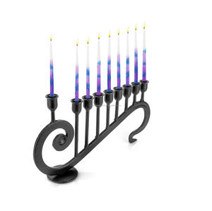 Traditional Handmade Eco-Friendly Judaica Hanukkah Menorah Polished Aluminum 9 <b>Branch</b> Jewish Design Christmas Home Decoration - Product Image 1