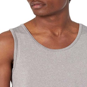 Camiseta sin mangas de punto gris liso con cuello redondo para hombre, chaleco informal transpirable para entrenamiento y fitness de verano - Product Image 5