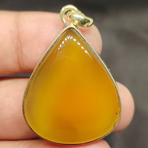 Accesorios de Moda, Collar con Colgante de Latón Hecho a Mano con Piedra Preciosa de Ónix Amarillo Natural, Joyería de Moda al por Mayor - Product Image 1