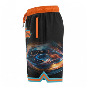 Shorts de basketball personnalisés pour hommes, 100 % polyester, double ou simple couche, été, entrejambe 5 pouces, en maille - Product Image 3