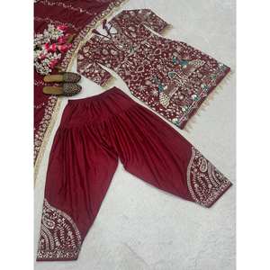Ensemble de costume de soirée pour femmes, haut, dhoti, salwar, dupatta - Product Image 4