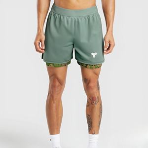 Pantalones Cortos para Hombre 2 en 1 de Doble Capa, Tela Oxford 100% Algodón, Estilo Gótico, Cintura Elástica Alta, Transpirables y Ecológicos - Product Image 2