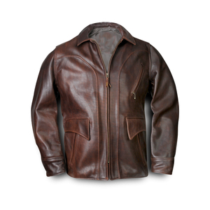Chaqueta de Cuero Estilo Vintage para Hombre de Alta Calidad, Color Marrón, Cuello Camisero, Cierre de Cremallera, Diseño Workwear, Corte Regular, para Otoño - Product Image 6