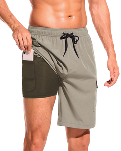 Pantalones Cortos Deportivos de Verano para Hombre, Color Liso, con Cordón Ajustable en la Cintura, para Playa o Piscina, Tejidos, con Logotipo OEM - Product Image 3