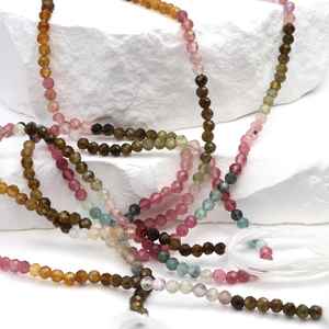 ลูกปัดทัวร์มาลีนทรงกลมเจียระไนขนาด 3 มม. สำหรับทำเครื่องประดับ สร้อยข้อมือ สร้อยคอ DIY ลูกปัดอัญมณี - Product Image 3