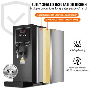 Hervidor de Agua Eléctrico Comercial de 1500W, Calentamiento Rápido, Dispensador de Agua Caliente con Tubo de Calentamiento de Acero Inoxidable 316 para Bebidas - Product Image 6