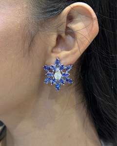 Luxury Purple <b>Moissanite</b> Diamond Floral Charm <b>Earrings</b> Pear Cut Design 10K 14K 18K Gold 925 935 Silver Fine Wedding Party - Product Image 2