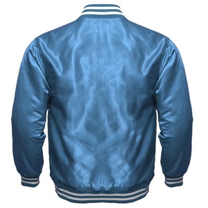 Premium Satin Varsity <b>Jacket</b> Pink Sky Blue Royal Purple Gloss Finish Snap Button Custom OEM Bomber Outerwear - Product Image 6