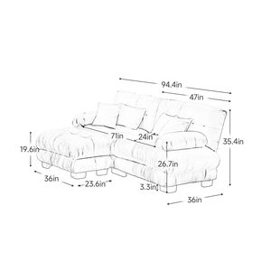 Divano Cloud a 2 Posti in Ciniglia per Soggiorno, Include 2 Cuscini Lombari e 2 Cuscini Decorativi, Seduta Ampia e Confortevole Imbottita - Product Image 4