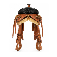 Vente en gros Selle de cheval western en cuir véritable, modèle 4003, personnalisable avec marque, avec arceau en bois, étriers faits main style cowboy ranch et étriers en SUS304