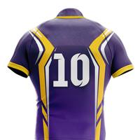 Ensemble de maillot de rugby pour homme, violet et jaune, col montant, manches courtes, polyester respirant, vêtements de sport pour toutes les saisons