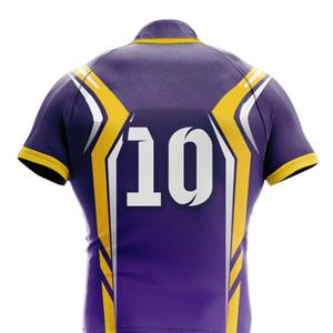 Conjunto de Jersey de Rugby Morado y Amarillo para Hombre, Cuello Alto, Manga Corta, Poliéster que Absorbe la Humedad, Ropa Deportiva para Todas las Temporadas - Product Image 5