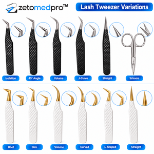 Maßgeschneidertes Wimpernpinzetten-Set aus Edelstahl, Wimpernverlängerungs-Pinzetten-Set 23cm x 5cm, Schönheitswerkzeug ZETOMEDPRO - Product Image 6