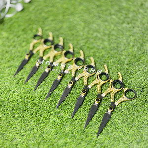 High Quality 8 PC <b>Barber</b> Hair Cutting Scissors <b>Set</b> Stainless Steel <b>Barber</b> Hair Salon Scissors Gold and Black Color Professional - Product Image 3