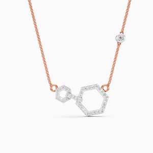 จี้เพชรทรงหกเหลี่ยมทันสมัย น้ำหนัก 0.39 กะรัต ที่สวยงามน่าทึ่ง ผลิตจากเพชรที่เพาะเลี้ยงในห้องปฏิบัติการ ตัวเรือนทำจากทองคำ 9K สีเหลือง ขาว และโรสโกลด์ - Product Image 1