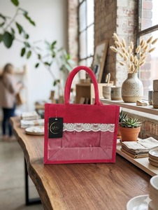 Bolso Tote Mini de Yute Ecológico Moderno, Color Rosa Claro, 5 Pulgadas, Bolso Pequeño Brillante, Bolso Tote Urbano de Lujo - Product Image 3