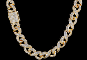 Collar de Cadena con Eslabones Infinitos en Oro Amarillo |   VVS1 Color D |   Plata de Ley 925 |   Joyería de Regalo Estilo Hip Hop con Incrustaciones de Diamantes |   Unisex - Product Image 2