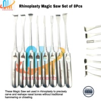 Nouvel ensemble de scies magiques 8 pièces certifié ISO en acier inoxydable allemand massif, kit de micro-scie nasale réutilisable et stérilisable pour ORL médical