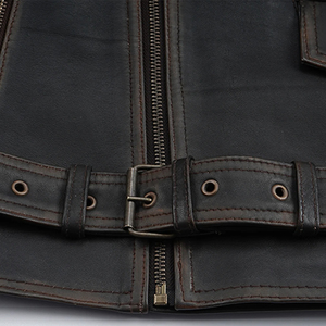 Vintage Black High Street Thick Windproof Stylish Leather Jacket Stand Collar Front Hot Selling City Sialkot Pakistan - Product Image 4