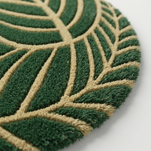 Alfombra Redonda con Patrón de Hojas Verdes, Estilo Bohemio, de Lana y Acrílico, de Pelo Alto, con Base Antideslizante de Goma, para Decoración de Dormitorio - Product Image 5