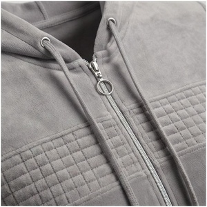 Conjunto Deportivo Gris para Mujer, 2 Piezas, Sudadera con Capucha y Cierre y Pantalones Jogger, Color Sólido, Manga Larga, Ropa Casual de Otoño - Product Image 3