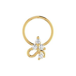 AJRETAIL Bijou de piercing fin en or 14K pour femme, design étincelant, diamant naturel 0,069 ct, clou de nez ethnique pour mariage - Product Image 1