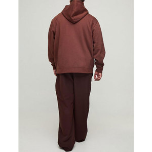Sudadera con Capucha y Cierre de Cremallera Extra Grande para Hombre, Color Sólido, Felpa, Informal, para Otoño - Product Image 2