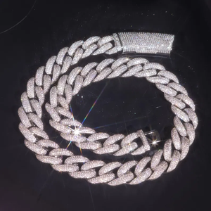 Collar de Cadena Cubana de Moissanita, Joyería Hip Hop Iced Out, Collar de Lujo con Pavé para Hombres y Mujeres - Product Image 2