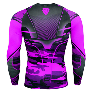 Camiseta deportiva de manga larga para hombre, de licra y poliéster, con estampado personalizado por sublimación, camiseta deportiva con estampado digital, camiseta deportiva con estampado de camuflaje. - Product Image 6