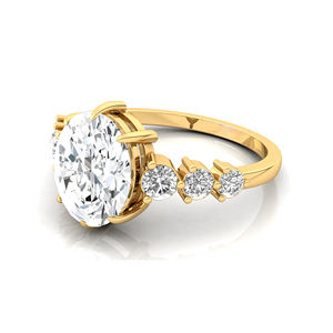 Anillo de Compromiso Hecho a Mano con Diamante Cultivado en Laboratorio de 2.5 Quilates, Corte Ovalado de 10*8mm, Color D, Claridad VVS, 6 Acentos, Certificado IGI, Oro de 14K/18K - Product Image 5