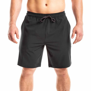 Men's Solid <b>Black</b> Quick Dry Board Shorts Drawstring Casual Bermuda Swimwear Workout Pants Mid Waist Polyester Fabric - Product Image 1