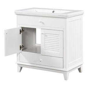 Mobile Bagno Bianco da 30 Pollici con Lavabo, Due Ante e Un Cassetto - Elegante Mobiletto per Bagno - Product Image 5