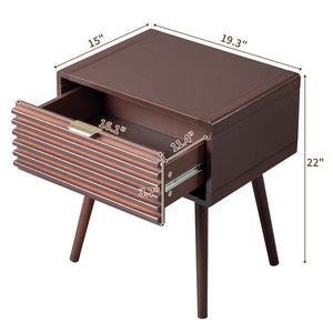 โต๊ะข้างเตียงไม้ 1 ลิ้นชัก สำหรับห้องนั่งเล่นและห้องนอน - Product Image 4
