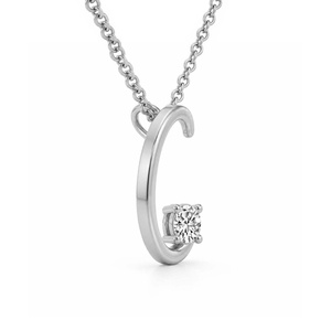 <b>Initial</b> <b>C</b> Letter Pendant <b>Necklace</b> With Round Cut Lab Grown Diamond 10k/14k Gold Unique-Style Luxury Alphabeted Pendant For Women - Product Image 2