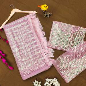 ชุดส่าหรีแบบแฟนซีพร้อมงานปักดิ้นและเลื่อมหลายสี - Product Image 1