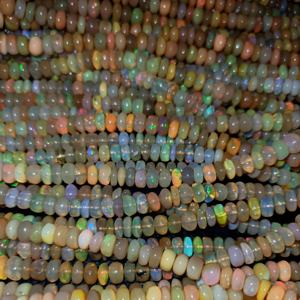Etíope Welo Opal Natural Increíble calidad Cuentas lisas Liso Rondelle Forma Piedra Piedras preciosas Joyería Precio al por mayor por quilate - Product Image 4