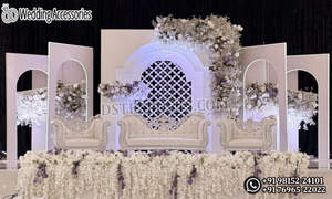 Arco de Madera Blanco Premium para Bodas, Escenario para Recepción de Bodas Musulmanas, Decoración de Fondo para Nikah, Elegante Decoración para Walima - Product Image 6