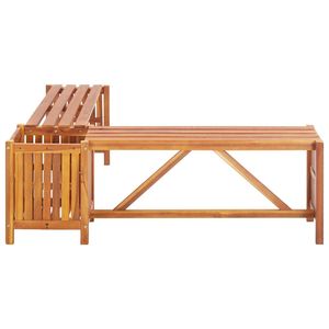 Solid Acacia Wood Patio <b>Corner</b> <b>Bench</b> with Planter 46"x46"x15.7"-Durable Outdoor Furniture - Product Image 4